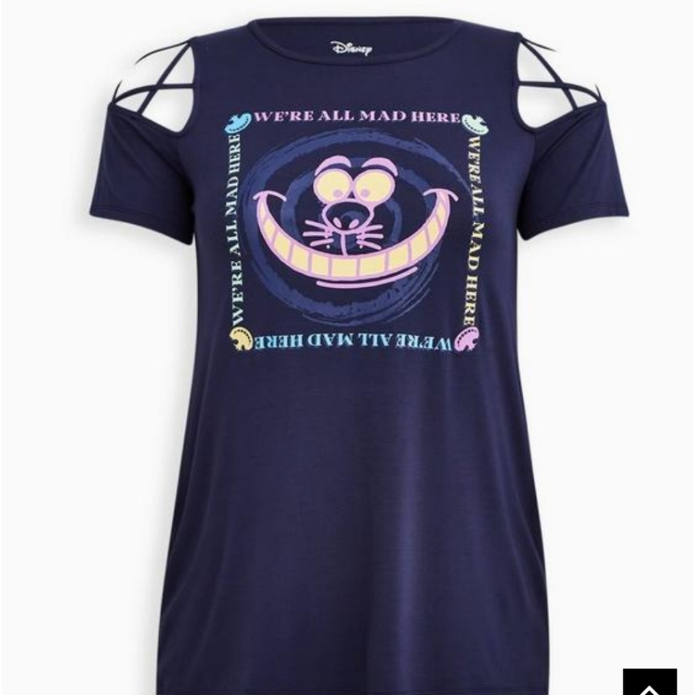 Disney Alice In Wonderland Cheshire Cat Lattice Sleeve Top